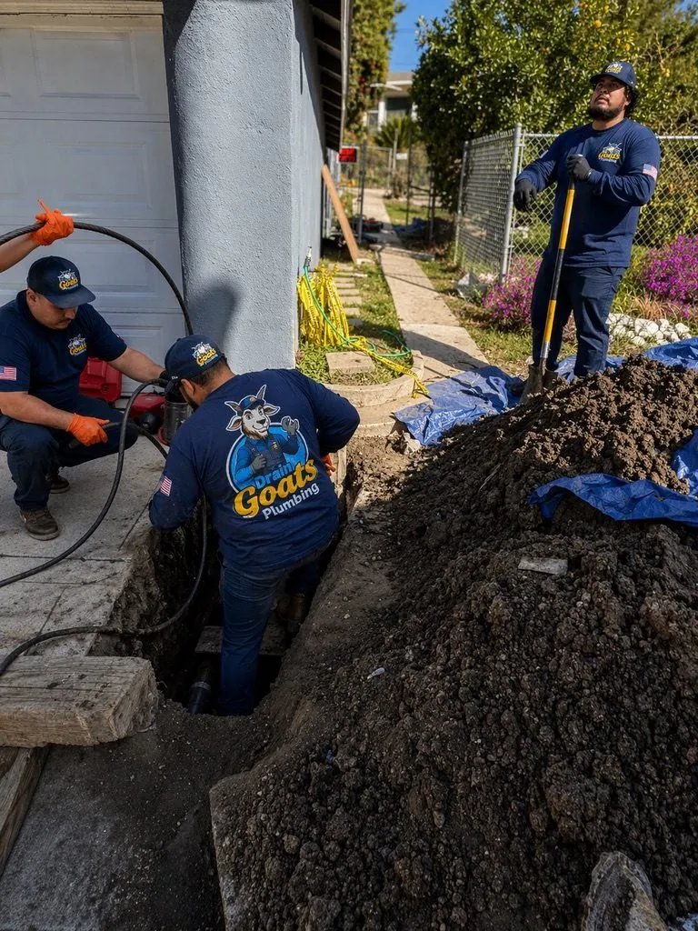 Sewer trench crew at work