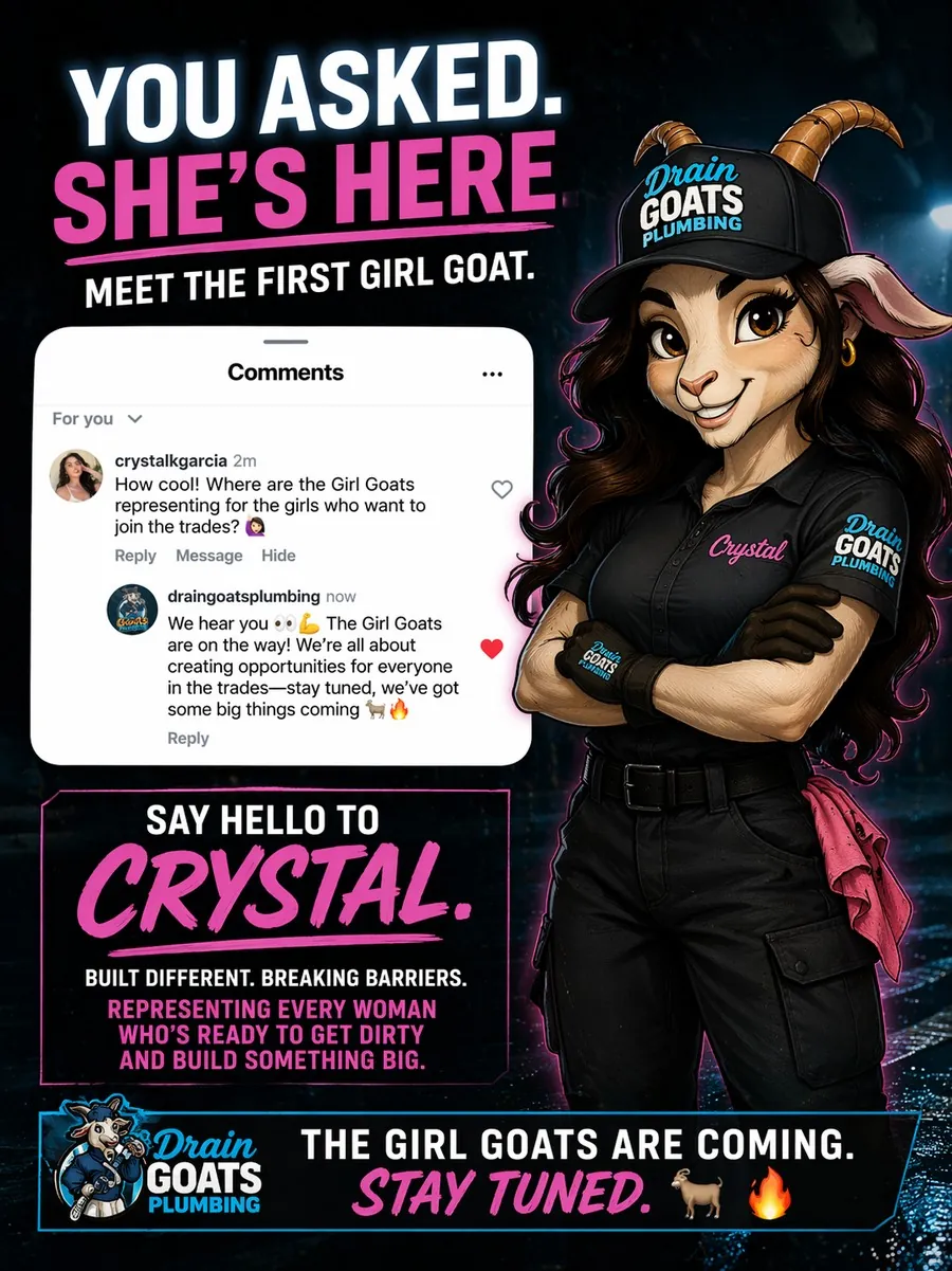 Crystal — The First Girl Goat, Drain Goats Plumbing