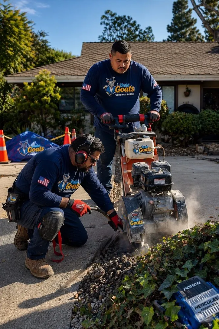 Drain Goats Plumbing crew training together on the job
