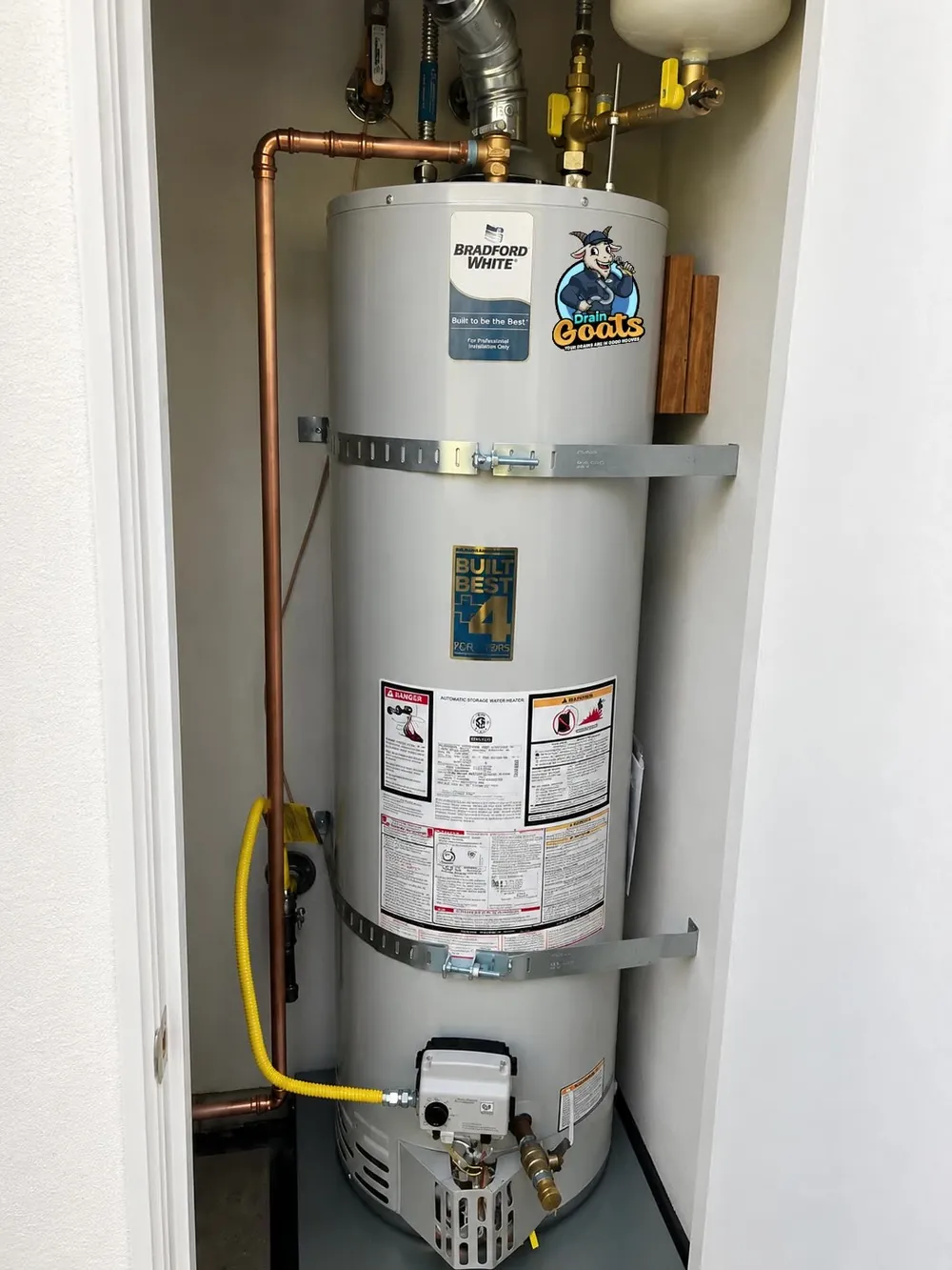 After — new Bradford White water heater installed